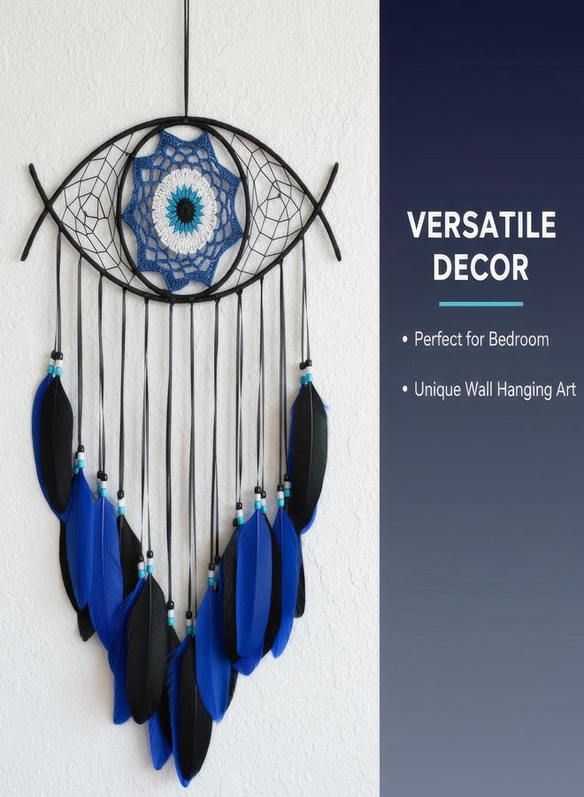 Chiorgone Evil Eye Dream Catcher - Handmade Feather Wall Hanging Decor for Protection, Good Luck & Home Blessing - Image 2